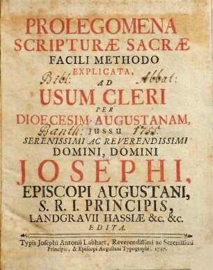 Prolegomena Scripturae Sacrae Facili Methodo Explicata