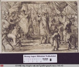 Der Kaiser von Abessinien leistet 1626 vor dem Patriarchen einen Eid auf das Christentum ab.