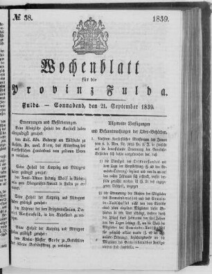 No. 38, Ausgabe vom 21. September 1839