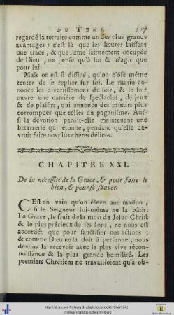 Chap. XXI. De la nécessité de la Grâce...