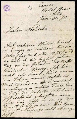 Brief 13: 31.01.1870