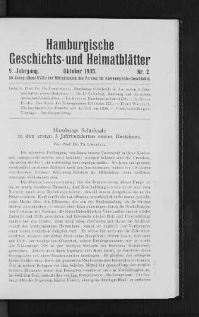 Hamburgs Schicksale in den ersten 3 Jahrhunderten seines Bestehens.