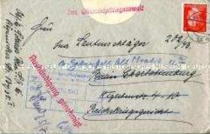 Briefumschlag, adressiert an Ina Lautenschläger in der Untersuchungshaftanstalt Berlin-Moabit