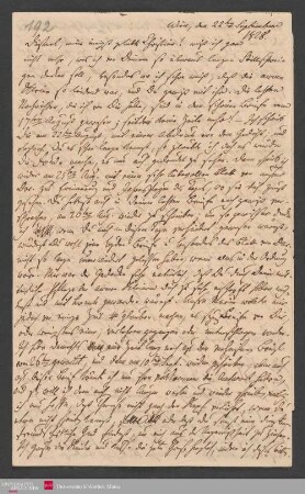Dießmal, meine innigst geliebte Christine, weiß ich gar nicht mehr, was ich ... , 22.09.1828. - Benediktinerabtei St. Bonifaz in München und Andechs