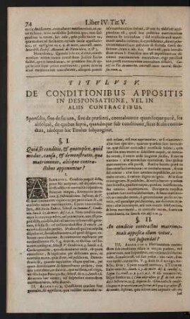 Titulus V. De Conditionibus Appositis In Desponsatione, Vel In Aliis Contractibus