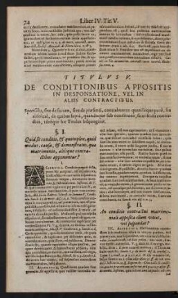 Titulus V. De Conditionibus Appositis In Desponsatione, Vel In Aliis Contractibus