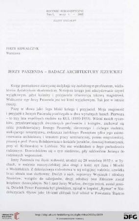 50: Jerzy Paszenda - badacz architektury jezuickiej