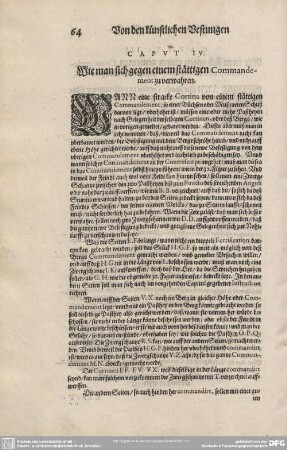 CAPUT IV. Wie man sich gegen einem stättigen Commandement zu verwahren.