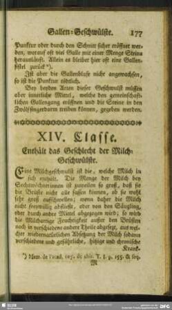 XIV. Classe. Enthält das Geschlecht der Milch-Geschwülste