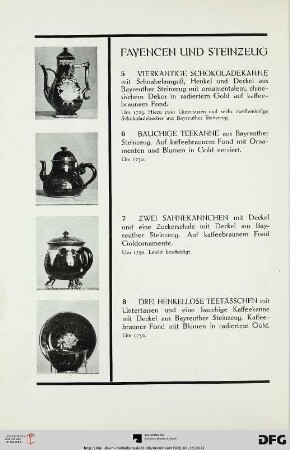 Fayencen und Steinzeug (Nr. 5-24)