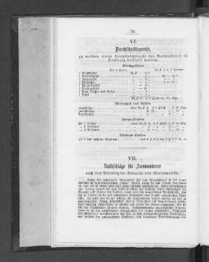 VII. Rathschläge für Auswanderer
