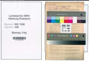 Entnazifizierung Fritz Breimes , geb. 31.10.1906 (Schlosser)