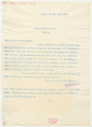 Brief an Alfred Kaiser : 30.06.1913
