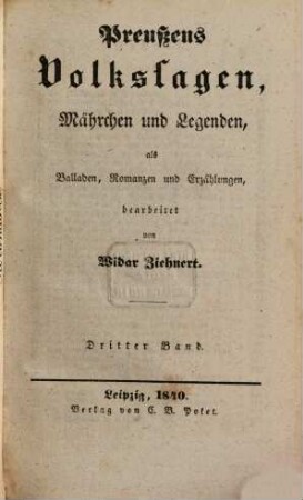 Preußens Volkssagen, Mährchen und Legenden, 3