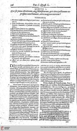 Pars Prima, Quaestio 50 Quae sit poena Ariolorum atque maleficorum,...