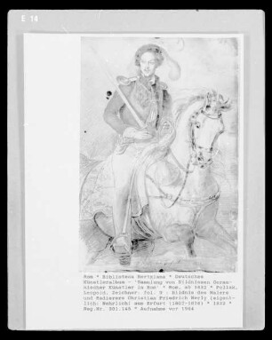 Deutsches Künstleralbum: Sammlung von Bildnissen Germanischer Künstler in Rom — fol. 9: Bildnis des Malers und Radierers Christian Friedrich Nerly (eigentlich: Nehrlich) aus Erfurt (1807-1878)