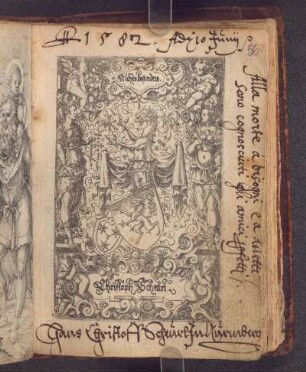 Kupferstich: Wappen mit Renaissancerahmung