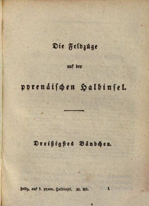 Geschichte des Krieges auf der pyrenäischen Halbinsel unter Kaiser Napoleon : begleitet von Schilderungen der politisch oder militairisch wichtigsten Personen, von Landschaften, Städten, von Sitten, Gebräuchen und Charakteren der Bewohner des Kriegsschauplatzes ..., 30