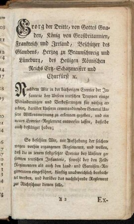Georg der Dritte, von Gottes Gnaden,[...]