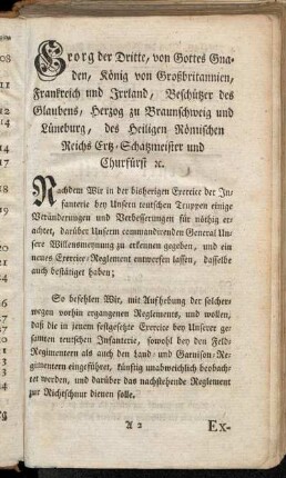 Georg der Dritte, von Gottes Gnaden,[...]