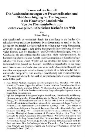 Frauen auf der Kanzel? : Die Auseinandersetzungen um Frauenordination und Gleichberechtigung der Theologinnen in der Hamburger Landeskirche ; von der Pfarramtshelferin zur ersten evangelisch-lutherischen Bischöfin der Welt