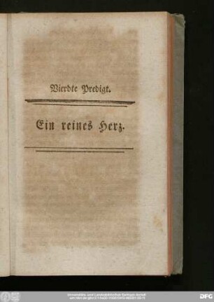 Vierdte Predigt. Ein reines Herz.