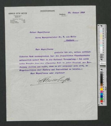 Brief an Werner von Melle
