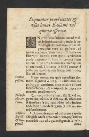 Sequuntur proprietates et usus huius Balsami vel quintae essentiae.