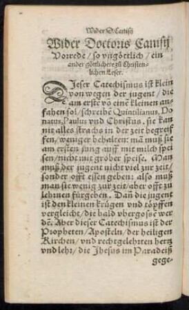 Wider Doctoris Canisii Vorrede/ so ungöttlich/ ein ander göttlichere zum Christenlichen Leser.