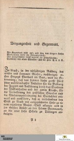 Vergangenheit und Gegenwart