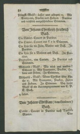 Von Johann Christian (dem Londner) Bach
