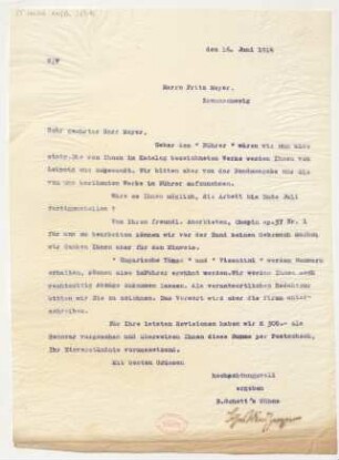 Brief an Fritz Meyer : 16.06.1914