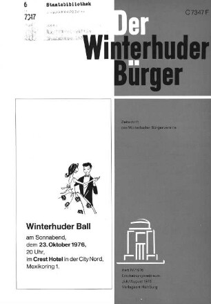 Heft IV / 1976 : Zeitschrift des Winterhuder Bürgervereins Heft IV/1976 Erscheinungszeitraum: Juli/August 1976