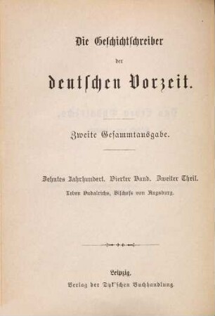 Das Leben Oudalrichs, Bischofs von Augsburg