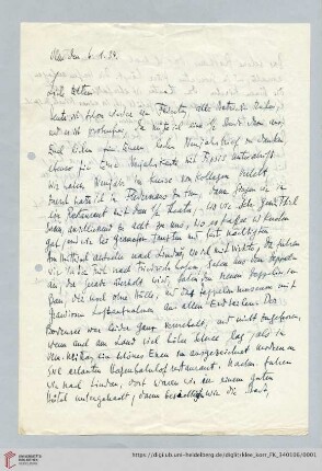 Familienkorrespondenz Klee: Brief von Felix Klee an Lily Klee und Paul Klee