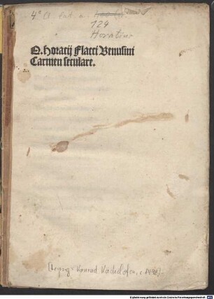 Q. Horacij Flacci Venusini Carmen seculare