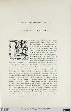 4. Pér. 1.1909: Carl Larsson, aquafortiste : peintres-graveurs contemporains