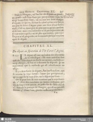 Chapitre XL. Du départ ou séparation de l'Or d'avec l'Argent