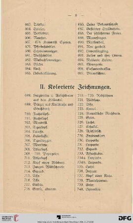 II. Kolorierte Zeichnungen (Nr. 698-780)