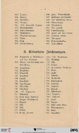II. Kolorierte Zeichnungen (Nr. 698-780)