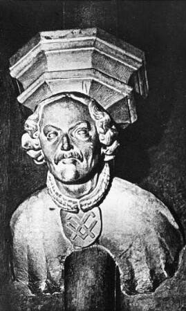 Dresden, Sophienkirche; Busmannkapelle: Konsolbüste des Bürgermeister Busmann, heute im Stadtmuseum Dresden; Sophienkirche 1945 ausgebrannt, Ruine 1962-1964 abgetragen; Parler-Schule