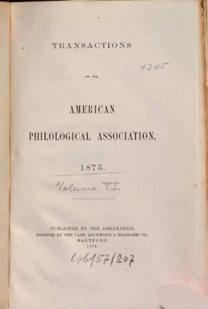 Transactions of the American Philological Association : TAPA. 6. 1875 (1876)