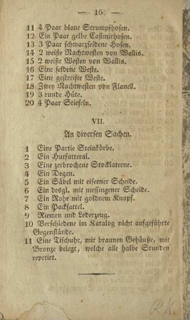 VII. An diversen Sachen