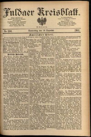 Erste Ausgabe vom Donnerstag, den 19. Dezember 1901.
