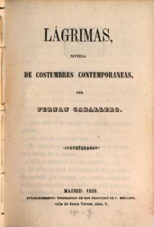 Lágrimas : novela de costumbres contemporaneas