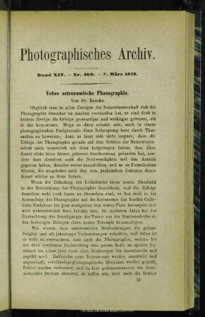 Ueber astronomische Photographie