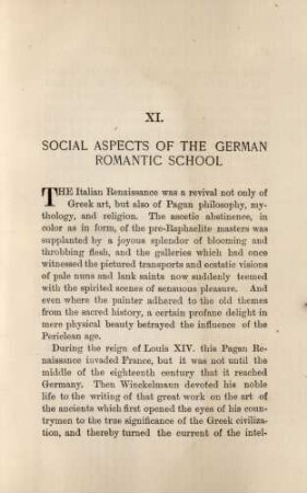 XI. Social aspects of the german romantic school