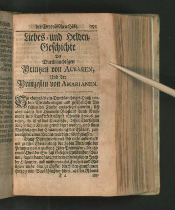 Liebes- und Helden-Geschichte Des Durchlauchtigen Printzen von Aurasien, Un der Prinzeßin von Amarianen.