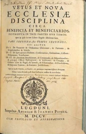 Vetus Et Nova Ecclesiae Disciplina Circa Beneficia Et Beneficiarios, 2