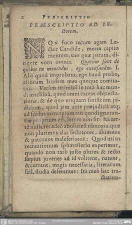 Praescriptio Ad Lectorem